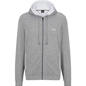 BOSS Heren Cashmere Jacket Loungewear-hoodie van katoenmix met ritssluiting, Medium Grey33, L