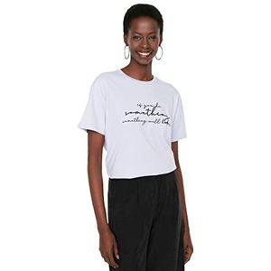 Trendyol Dames getailleerd Basic T-shirt met ronde hals, Lila, XS