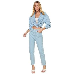 Trendyol Mom Jeans voor dames, hoge taille, Blauw, 30 NL