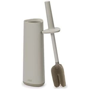 Joseph Joseph Flex 360 geavanceerde slimme toiletborstel en opberghouder set met antidruppel antiverstopping drievoudig verwisselbare borstelkop matte afwerking Beige