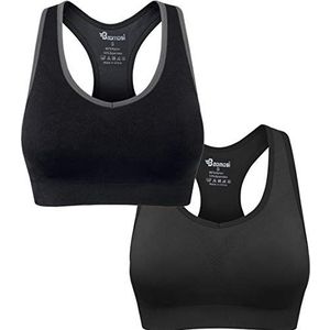 Baomosi Sportbeha met racerback voor vrouwen, naadloos, ondersteuning bij hoge impact, voor yoga, sportschool, work-outs, fitness, 3XL