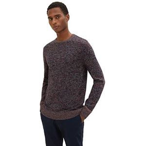 TOM TAILOR Uomini Gebreide trui in gemêleerde look 1034288, 30809 - Navy Red Ice Mouline, M