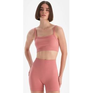 Dagi Dusty Rose Fashion Gebreide Slim Fit Interlock Verwijderbare Padding Dikke Strap Mouwloze U-Hals Sportbeha, Dusty Rose, S-M, roze (dusty rose), M