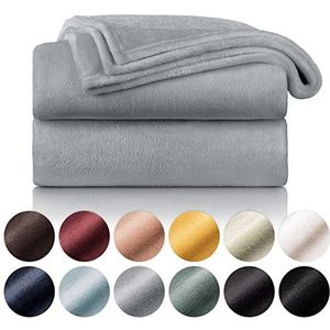 Blumtal fleece deken - hoogwaardige deken, zachte deken, microvezeldeken als bankhoes, sprei, plaid of woonkamerdeken, 130 x 150 cm, Grijs