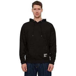 Trendyol Man Basics Oversize Basic Hood Knit Sweatshirt, Zwart, XXL