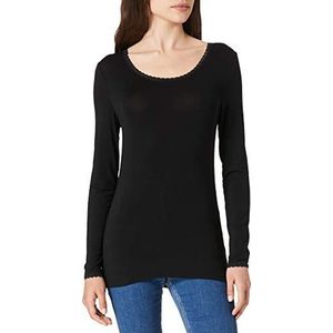 Noa Noa Noa Noos Basic Lace Jersey T-shirt met lange mouwen voor dames, zwart (black 0), XXL