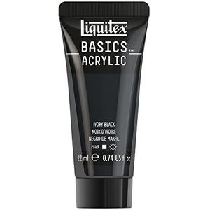 Liquitex 8870463​ Basics acrylverf - Ivory Black, 22 ml tube, lichtecht, waterbestendig, voor het schilderen en decoreren van hout, metaal, keramiek, kunststof, canvas