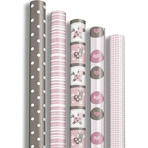 Clairefontaine 201501AMZC - karton met 12 rollen cadeaupapier Excellia 2mx0m70 80g, gesorteerde motieven baby roze