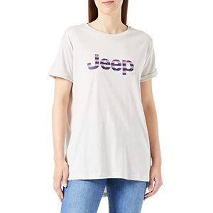 Jeep J J22w T-shirt, oversize, bedrukt, gestreept, mouwen met revers, Light Graystone, X-Large Dames, Licht Graystone, XL