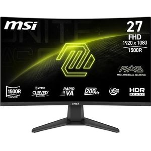 MSI MAG 276CF E20 27 inch FHD gebogen gaming-scherm, Rapid VA 1920 x 1080 1500R, 200 Hz, 0,5 ms, HDR Ready, HDMI 2.0b, DP 1.2a, randloos, kantelbaar, VESA-compatibel, zwart