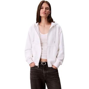 Calvin Klein Dames ARCHIEF LOGO FRANSE TERRY FZ HOO LV047B237G Sweatshirts, WIT (Briljant Wit), XS, Wit (briljant wit), XS