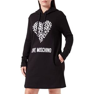 Love Moschino - Leopard Heart Hoodie Jurk - Zwart - Dames - Katoen