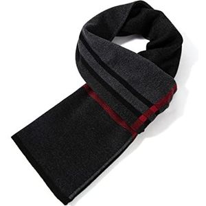 Villand Luxe heren gestreepte merinowollen sjaal - geschenkdoos verpakt winter zachte warme dikke gebreide halsdoek voor mannen, Licht/Donker Grijs, One Size