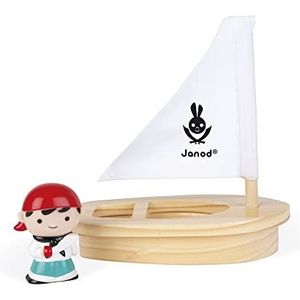 Janod - John Mouss and His Ship - Early Years Bath Toy - Squirter Included - Suitable for Children from The Age Of 1, J04712
