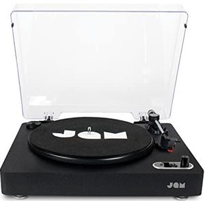Jam Audio Spun Out Bluetooth Platinum - Vinylspeler met 33 rpm, 45 rpm en 78 rpm - Drive met 3 bandjes voor superieur geluid - Uitgang - Converteert vinyl naar MP3 - Inclusief hoesje, zwart