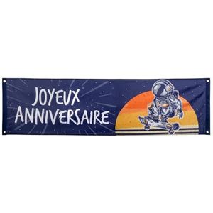 Boland 50526 - Spandoek Space Joyeux Anniversaire van polyester, decoratie, thema feest, hangende decoratie