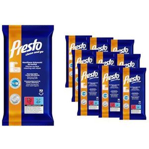 Presto Reinigingsdoekjes voor de keuken - Verwijderen van kleverig vuil - Voor het reinigen van kasten, werkbladen, afzuigkappen, keukenkranen - irriteert de handen niet - 864 stuks - 12 x 72