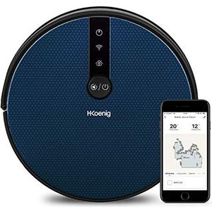H.Koenig Robot Stofzuiger Wifi+ SWRC120, compatibel met Google Home/Alexa, Watermop, Krachtig, Stil, Snel, Autonoom voor 100 min, 4 programmas, obstakel detectie