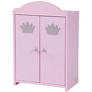 roba 98030-2 Poppenkledingkast 2-deurs uit poppenmeubelserie ""Prinses Sophie"", poppenkledingkast roze gelakt, poppenaccessoires incl. kledingstang en bodem,21 x 34.5 x 51.5 cm