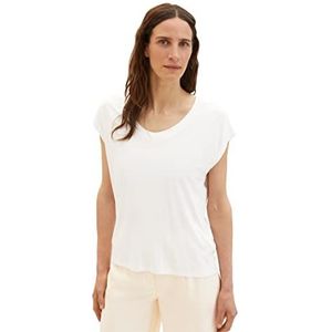 TOM TAILOR Basic T-shirt voor dames, losse pasvorm, 10315 - Whisper White, XS