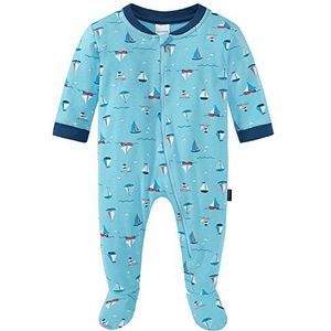 Schiesser Baby-jongens maritiem pak met voet tweedelige pyjama, blauw (lichtblauw 805), 92 cm