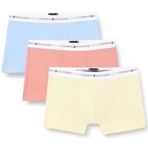 Tommy Hilfiger Katoenen boxershorts voor heren, verpakking van 3 stuks, Veelkleurig (Koraalklei/Vessel Blauw/Geel Mis), S