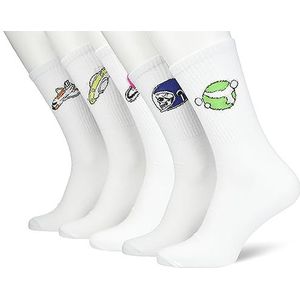 JACK & JONES JACATHLETIC SPACE TENNIS SOCKS 5 PAK, Jasmine Green/Pack: Lime Popsicle - Exuberance - Nautical Blue - Roze Yarrow, One Size