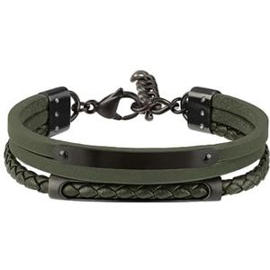 Breil Armband B MIX für Herren aus Edelstahl in der Farbe Grün/Schwarz, mit Karabinerverschluss, Länge: 22 cm, TJ3089