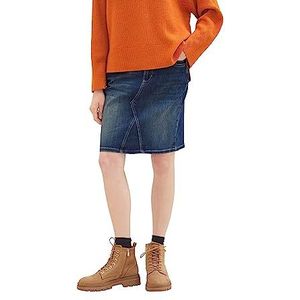 TOM TAILOR Dames jeansrok met split, 10113-clean Mid Stone Blue Denim, 38