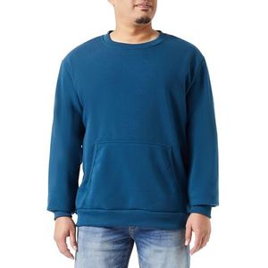 Yuka Gebreid sweatshirt voor heren met ronde hals polyester donker turkoois maat XL, donker-turquoise, XL