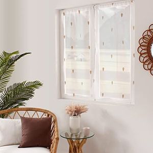ED Enjoy Home - Paar vitragegordijnen – polyester – 60 x 90 cm – natuur – collectie Telline – klaar om op te hangen – wasbaar op 30 °C – voor alle ruimtes – beddengoed – gordijnen