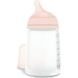 Suavinex, Zero Anti-koliek fles met speen medium flow (M), 3 maanden, ideaal voor gemengde borstvoeding, speen die de borst imiteert, 270 ml