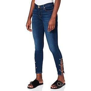7 For All Mankind Dames The Skinny Crop Slim Illusion Eco Empower with Chains On Hem Jeans, Dark Blue, 27W x 30L