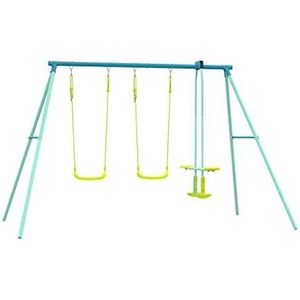 TP Toys TP520 dubbele set met zweefvliegtuig | twee schommelstoelen en glijritten | stalen frame | 3-10 jaar | geschikt voor 4 kinderen