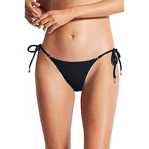 Seafolly Dames Standaard Tie Side Braziliaanse bikinibroekje, zwart, 38