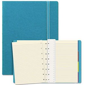 FILOFAX Navulbaar notitieboek, A5 (21 x 12,7 cm), aqua – elegante omslag in lederlook met bewegende zijkanten – elastieksluiting, index, tas en bladwijzer (B115012U)