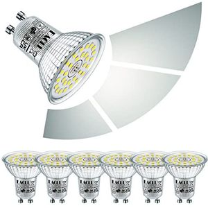 EACLL GU10 LED Lamp Koud Wit 6W Dimbaar 3 Niveaus Helderheid, 6-pack, 6000K 635lm Gelijk aan 85W Halogeenlampen, AC 230V Reflectorlamp, Niet flikkert 120° Led-spots, Dimbaar geen Dimmer Nodig