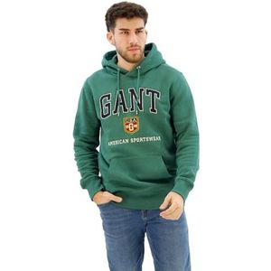 GANT - Herenhoodie - Grijs - Katoenmix - Recht Model - Capuchon