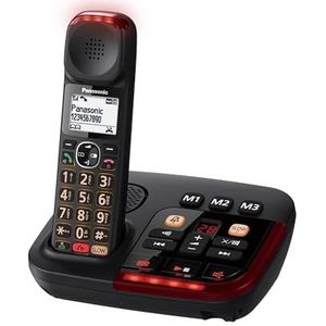 Panasonic KX-TGM420 Digitale draadloze telefoon, digitaal antwoordapparaat, basiseenheid en enkele telefoon, LCD, hoog volume, slow-talk-modus, compatibel met hoortoestellen, blokkering van