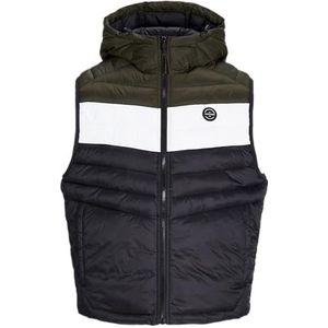 JACK & JONES Jjesprint bodywarmer met capuchon voor heren, Zwart/Detail: wit/Rosin Blocking, XS