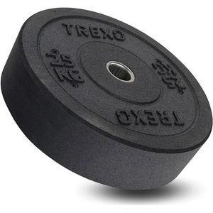TREXO 25 kg Olympic Bumper halterschijf rubber bekleed materiaal voor lange halter 50 mm diameter duurzame fitnessschijf krachttraining Crossfit TRX-BMP025