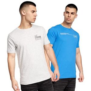 Crosshatch - Heren Casual Multipack T-shirts met korte mouwen, Pentan/Blauw-grijs, M