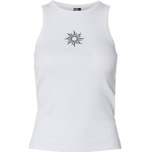PIECES Pcmay Embroidery Boxer Tank Top JRS Bc, wit (bright white), L
