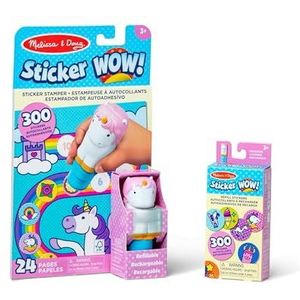 Melissa & Doug Sticker WOW!™ - Eenhoornbundel: stickerstamper en activiteitenblok van 24 pagina’s, 600 stickers, fidget toy om te knutselen en friemelen met verzamelbaar personage