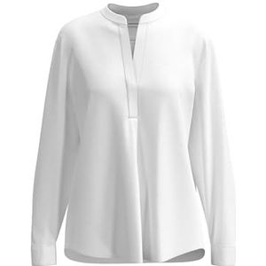 Seidensticker Damesblouse - modieuze blouse - tuniek blouse - regular fit - opstaande kraag - V-hals - lange mouwen - 100% viscose, wit, 42
