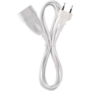 EMOS - IP20 verlengkabel 5m - met Eurostekker & koppeling - 250 V, 2,5 A, 575 W - H03VVH2-F x 0,75 mm2 - verhoogde aanraakbescherming - voor binnen - geschikt voor lampen, televisies, adapter - wit