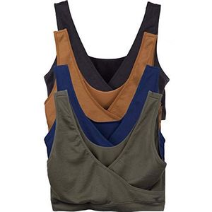 Caramel Cantina 4 Pack Nursing Maternity Women’s Sleep Comfort Bralette Bra (Small, Nature Tones)