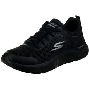 Skechers Heren GO Walk Flex Independent Sneakers, zwart synthetisch/textiel, 45 EU, Zwart synthetisch textiel, 47 EU