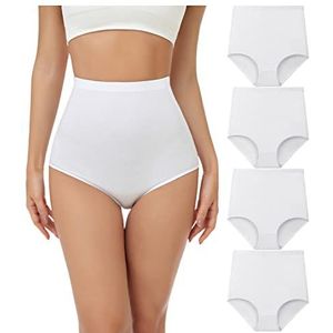 wirarpa Women's Underwear Cotton Super High Waisted Briefs Stretch Full Coverage Panties 4 Pack White 7X-Large