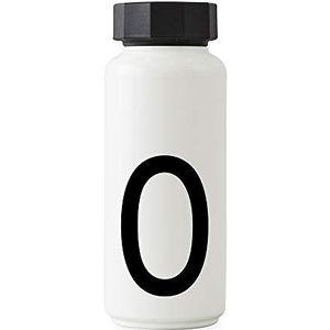 Design Letters Persoonlijke thermo/geïsoleerde fles (wit) - O - BPA-vrij dubbelwandig vacuüm, roestvrij staal, Scandinavisch ontwerp, houdt tot 24 uur koud/warm tot 12 uur, 500 ml, lekvrij, 280 g.